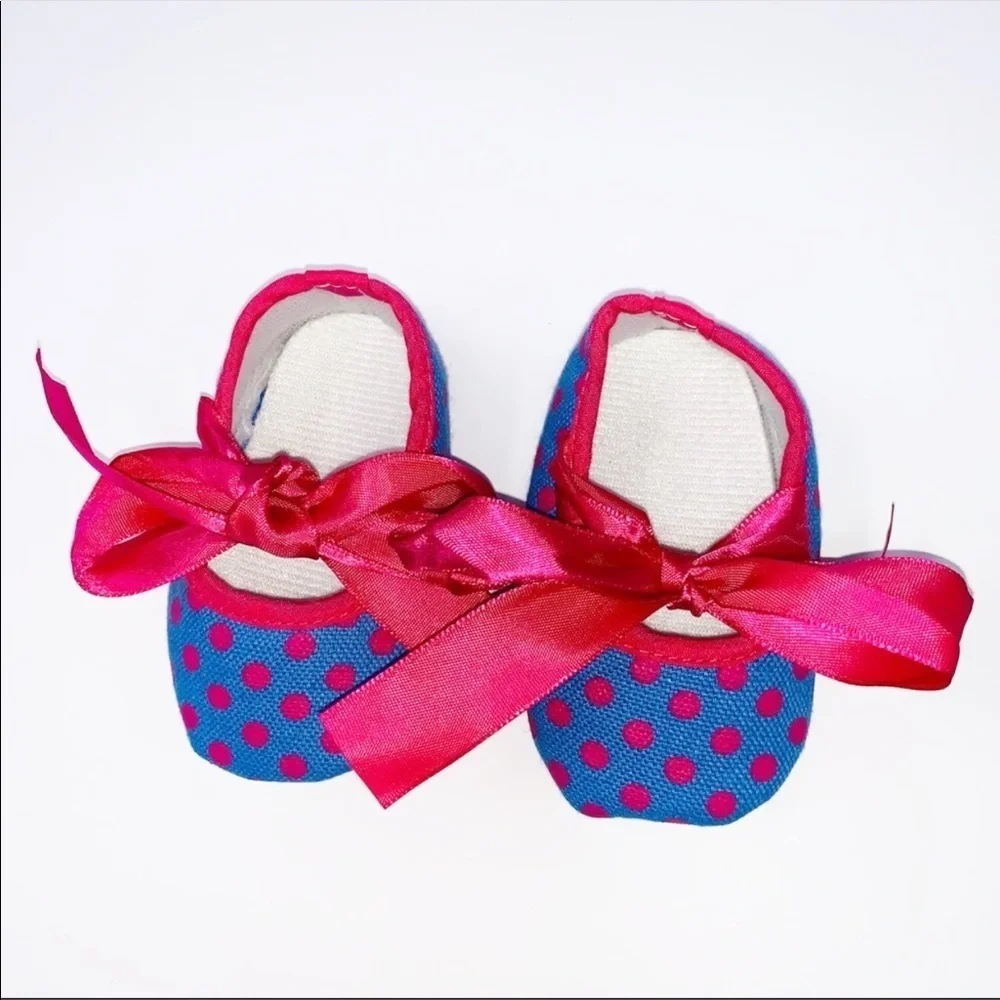 NEW Baby Girl Shoes Blue and Pink Polka Dot